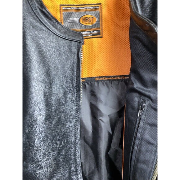 First Classics Black Leather Vest Size 3XL Biker MC Motorcycle Club NEW - Picture 6 of 7